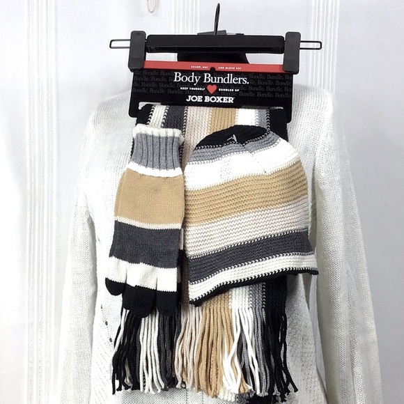 🌲 JOE BOXER KNIT SCARF, HAT And GLOVE Set ‘Body Bundlers’ - Picture 1 of 6